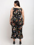 Flambeur Women's Plus Size Crepe Floral Jumpsuits